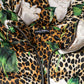 Multicolor Leopard Rose Puffer Quilted Jacket