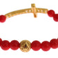 Elegant Gold and Red Coral Beaded Bracelet