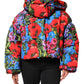 Multicolor Floral Hooded Puffer Coat Jacket