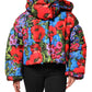 Multicolor Floral Hooded Puffer Coat Jacket