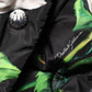 Black Floral Print Puffer Quilted Jacket