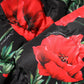 Black Floral Polyester Hooded Quilted Jacket