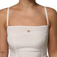 White Full Slip DG Logo Silk Dress Sleepwear
