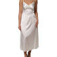 White DG Logo Full Slip Silk Dress Sleepwear