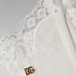White Lace Gold DG Logo Silk Dress Sleepwear