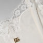 White Lace Gold DG Logo Silk Dress Sleepwear