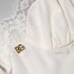 White Lace DG Logo Silk Dress Sleepwear
