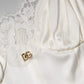 White Lace DG Logo Silk Dress Sleepwear