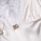White Lace Gold DG Logo Silk Dress Sleepwear