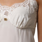 White Lace Gold DG Logo Silk Dress Sleepwear