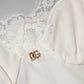 White Lace Gold DG Logo Silk Dress Sleepwear
