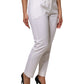 White Wool Mid Waist Tapered Pants