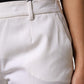 White Wool Mid Waist Tapered Pants