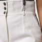 White Wool High Waist Tapered Pants