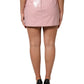 Glossy Pink Cotton Mid Waist Mini Skirt