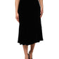Black High Waist Fit Flared Midi Skirt