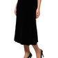 Black High Waist Fit Flared Midi Skirt