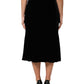 Black High Waist Fit Flared Midi Skirt