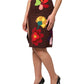 Brown Floral High Waist Side Slit Skirt