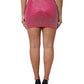 Pink Rhinestone Embellished Logo Mini Skirt