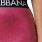 Pink Rhinestone Embellished Logo Mini Skirt
