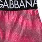 Pink Rhinestone Embellished Logo Mini Skirt