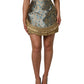 Blue Floral Jacquard Tasseled Mini Skirt