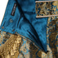 Blue Floral Jacquard Tasseled Mini Skirt