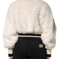 White Cropped Faux Fur DG Sweatshirt Sweater