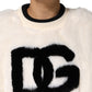 White Cropped Faux Fur DG Sweatshirt Sweater