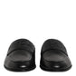 Black Calfskin Leather Slip On Loafers Shoes