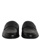 Black Calfskin Leather Slip On Loafers Shoes