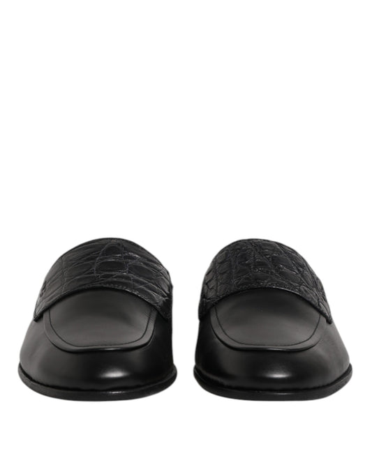 Black Calfskin Leather Slip On Loafers Shoes