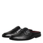 Black Calfskin Leather Slip On Loafers Shoes