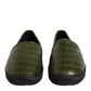 Green Exotic Leather Espadrilles Slip On Shoes