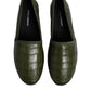 Green Exotic Leather Espadrilles Slip On Shoes