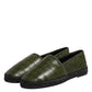Green Exotic Leather Espadrilles Slip On Shoes