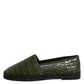 Green Exotic Leather Espadrilles Slip On Shoes