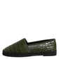 Green Exotic Leather Espadrilles Slip On Shoes