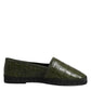 Green Exotic Leather Espadrilles Slip On Shoes