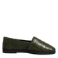 Green Exotic Leather Espadrilles Slip On Shoes