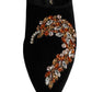 Black Velvet Embellished Loafer Slip On Shoes