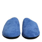 Blue Suede Capra Slides Flat Slipper Shoes