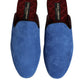 Blue Suede Capra Slides Flat Slipper Shoes