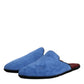 Blue Suede Capra Slides Flat Slipper Shoes