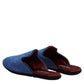Blue Suede Capra Slides Flat Slipper Shoes