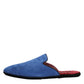 Blue Suede Capra Slides Flat Slipper Shoes