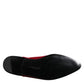 Black Red Velvet Embellished Slip On Shoes