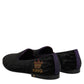 Black DG Crown Embroidery Loafers Slip On Shoes