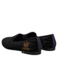 Black DG Crown Embroidery Loafers Slip On Shoes